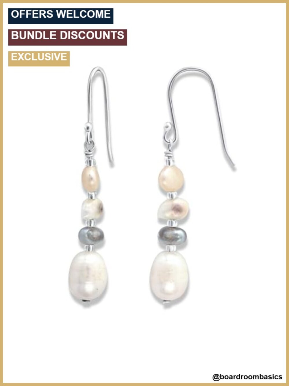 Freshwater Cultured Pearl Dangle Earrings 925 Sterling Silver Drop for Women